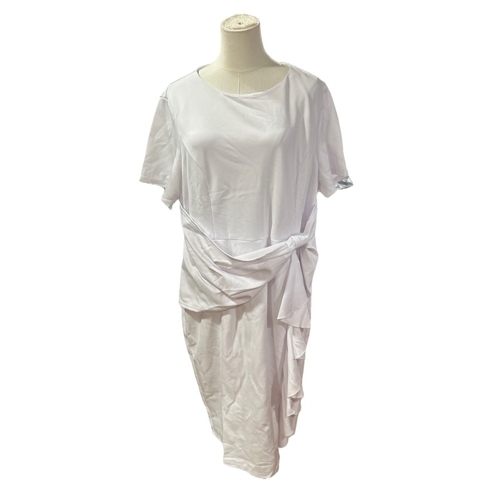 Hanna Nikole White Dress Women's 50's Vintage Ruffle Work 18w Cocktail Knee